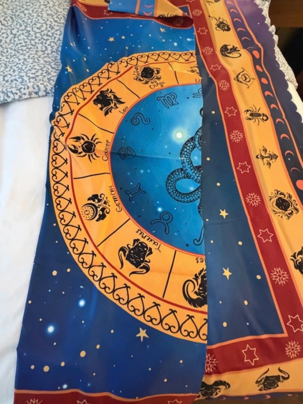 Celestial Zodiac Astrology Tablecloth Blue 60 x 86 Inch Rectangle